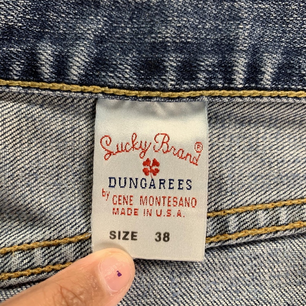 Lucky Brand Dungarees Jeans Mens 38x29 Blue Straight Leg Button Fly USA Made - Picture 9 of 16
